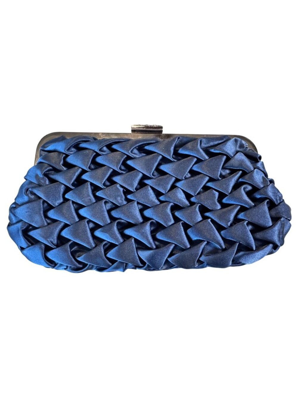 Lulu Townsend Royal Blue Satin Woven Evening Clutch Bag Removable Straps